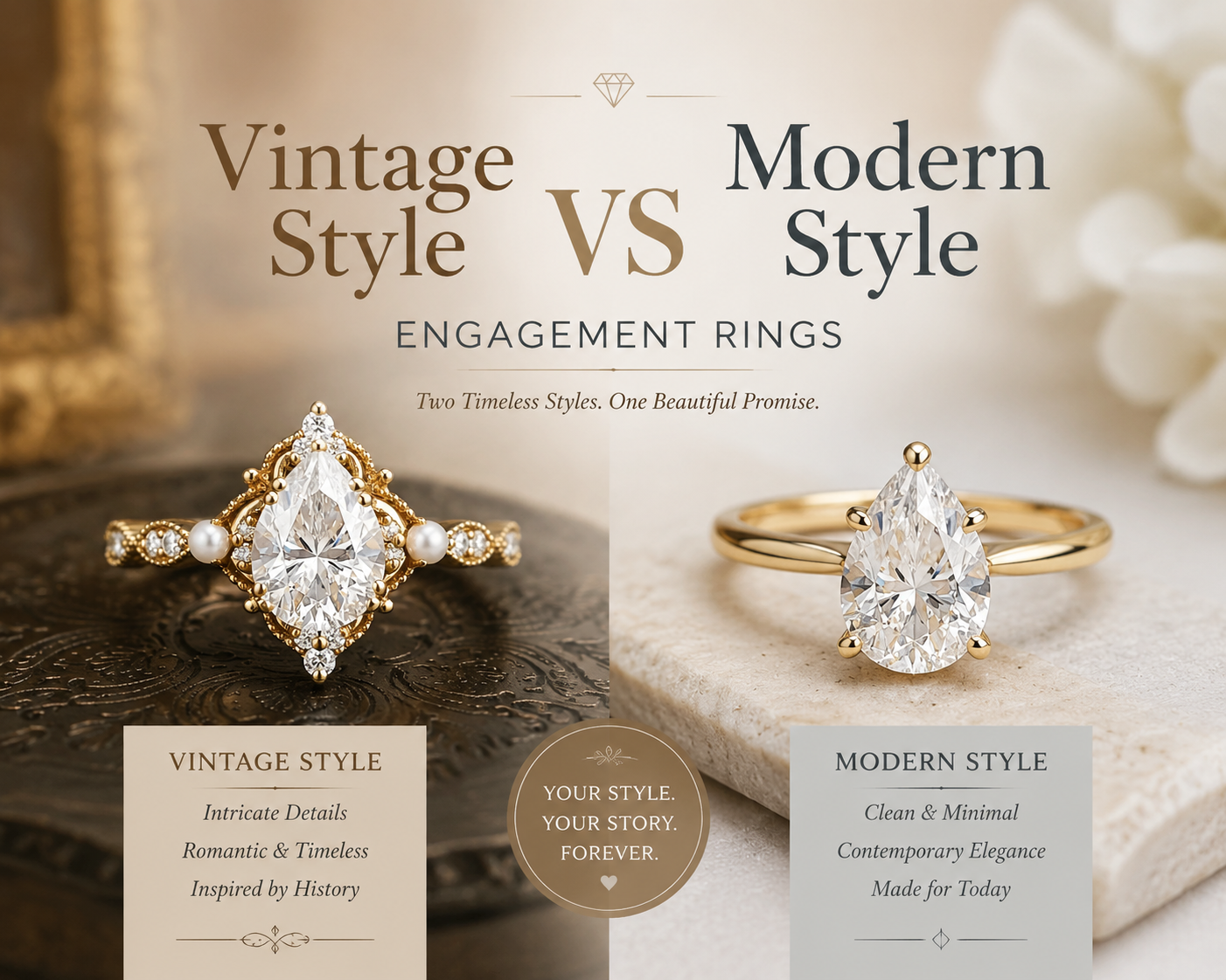 Vintage Style vs Modern Style Engagement Rings