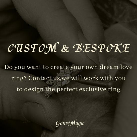 Custom and bespoke ring design announcement with hands showcasing a ring.