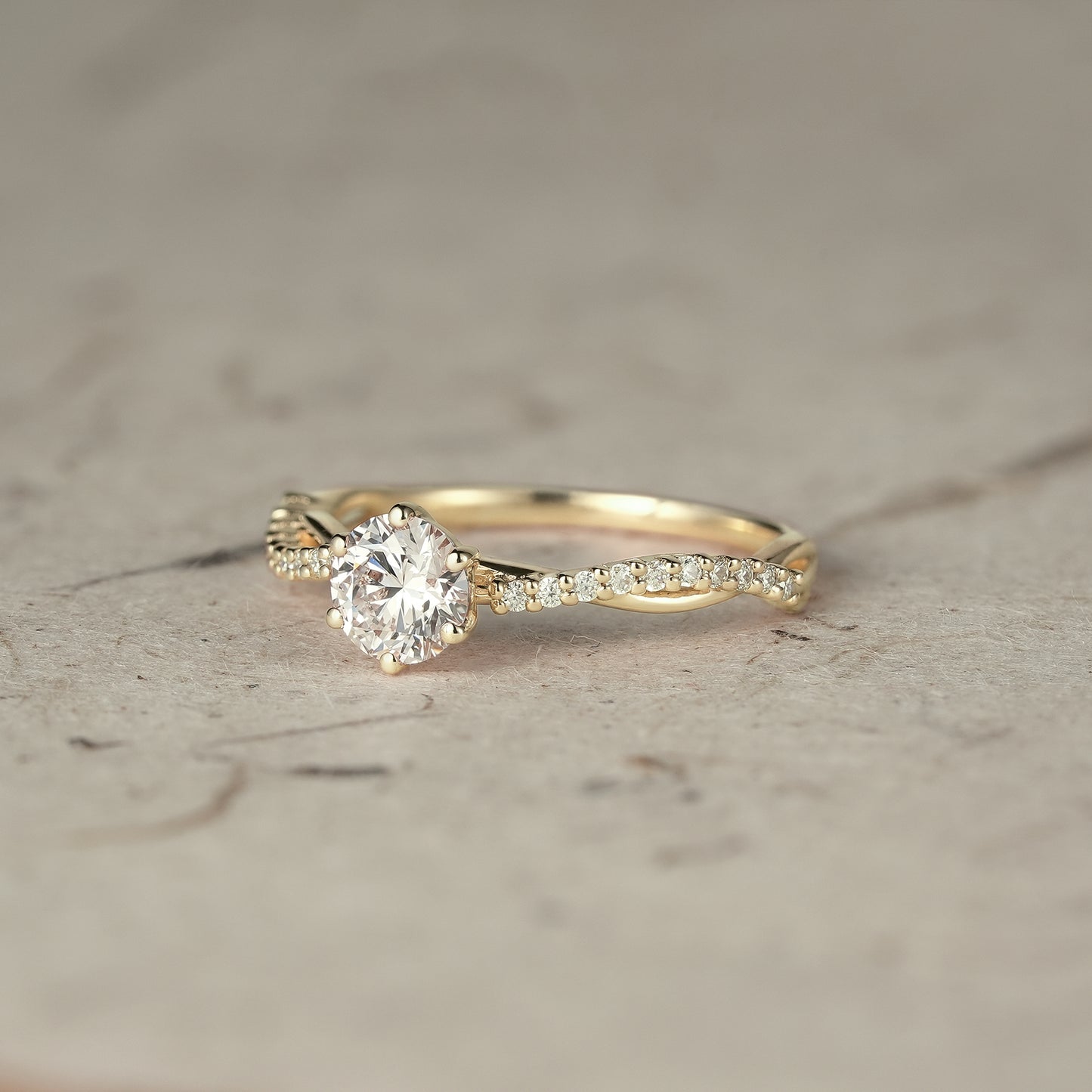 Twist Solitaire Lab Grown Diamond Engagement Ring - Lena