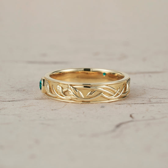 Men's Natural Emerald Leaf Band - Asher