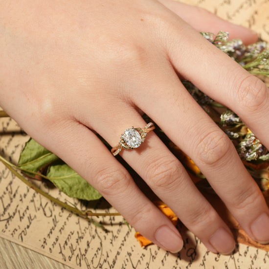 Oval Cut Moissanite Nature Inspired Engagement Ring-Noa