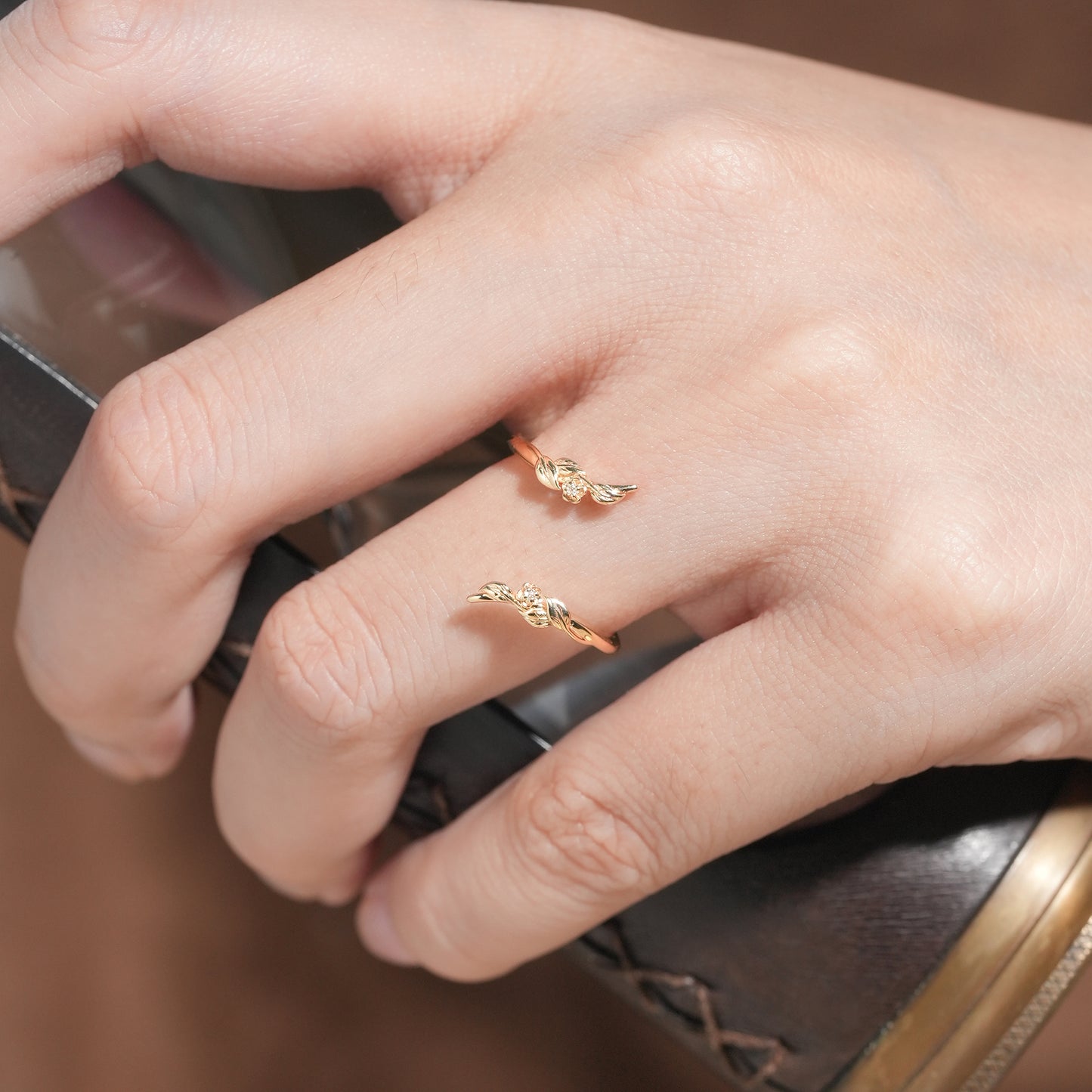 Nature Inspired Vine Floral Moissanite Enhancer Wedding Band-Chloe