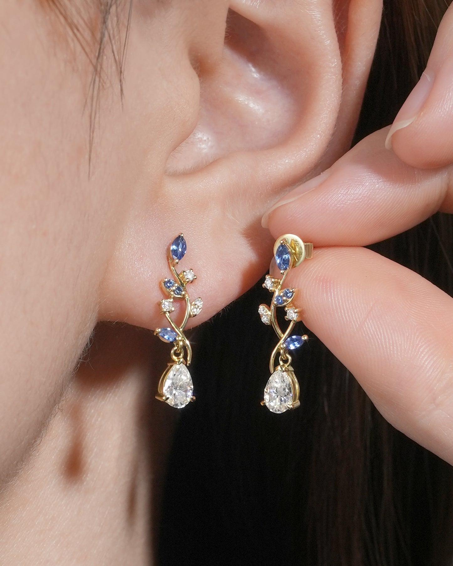 Aphrodite Mythical Sapphire and Moissanite Earrings