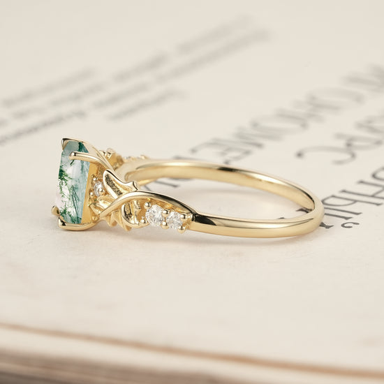 Enchanted Forest Emerald Cut Moss Agate Ring