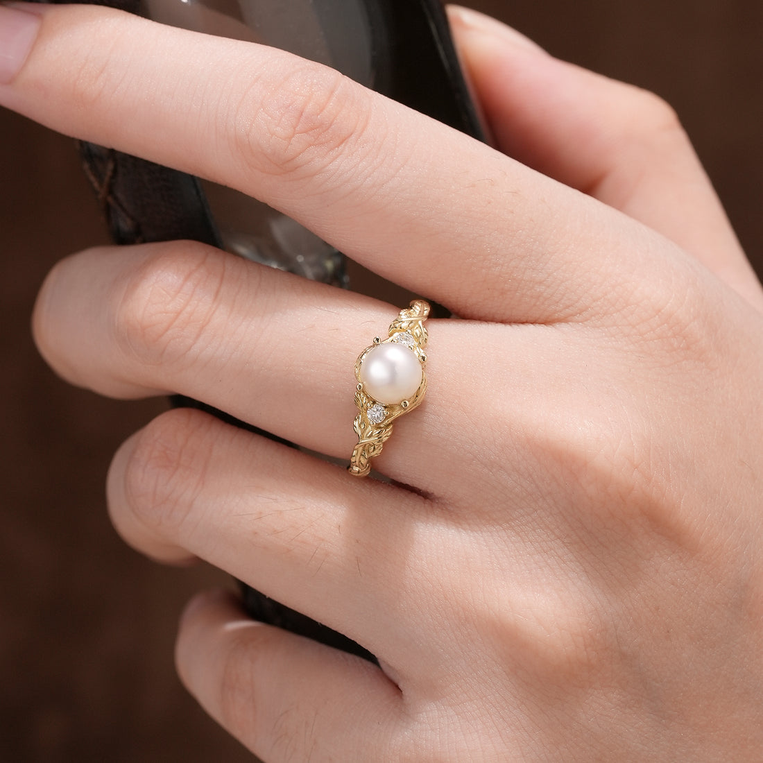 14k gold pearl ring
