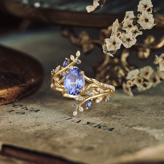 Aphrodite's Enchanted Vine | A Mythical Sapphire Engagement Ring Set