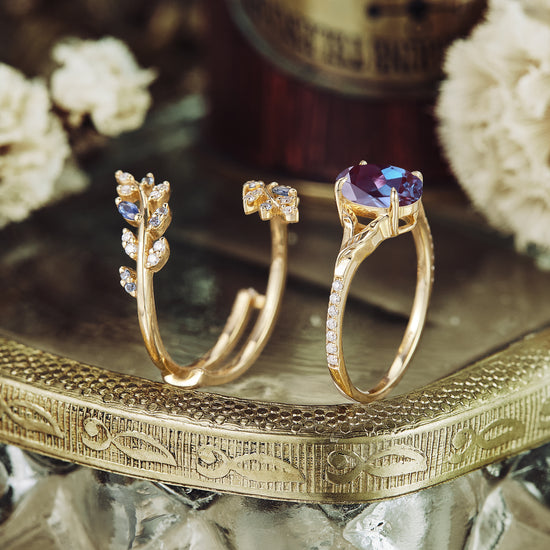 Aphrodite's Enchanted Vine | A Mythical Alexandrite Engagement Ring Set