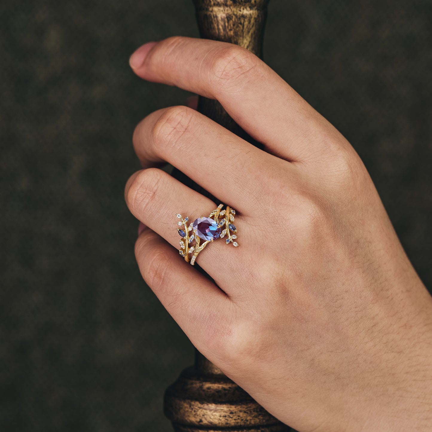 Aphrodite's Enchanted Vine | A Mythical Alexandrite Engagement Ring Set