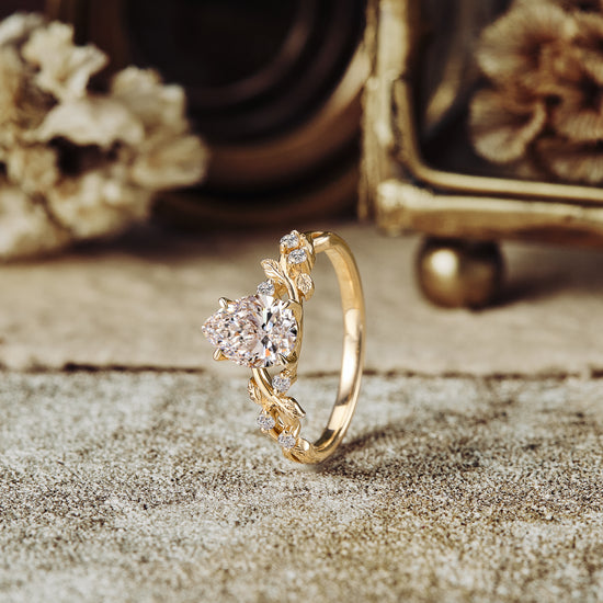 GemsMagic Lab Grown Diamond Leaf Engagement Ring - Caroline