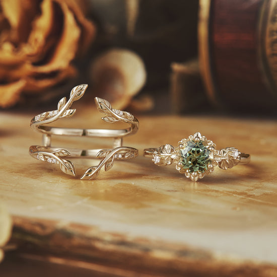 Beekeeper Garden Ring with Green Sapphire Set