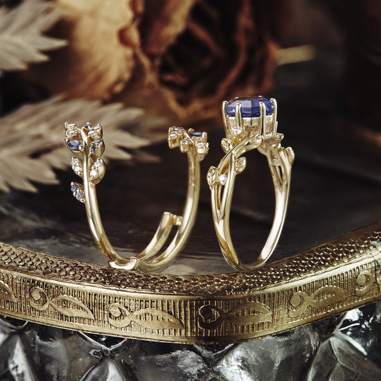 Hexagon Sapphire Vine Ring Set | Clio