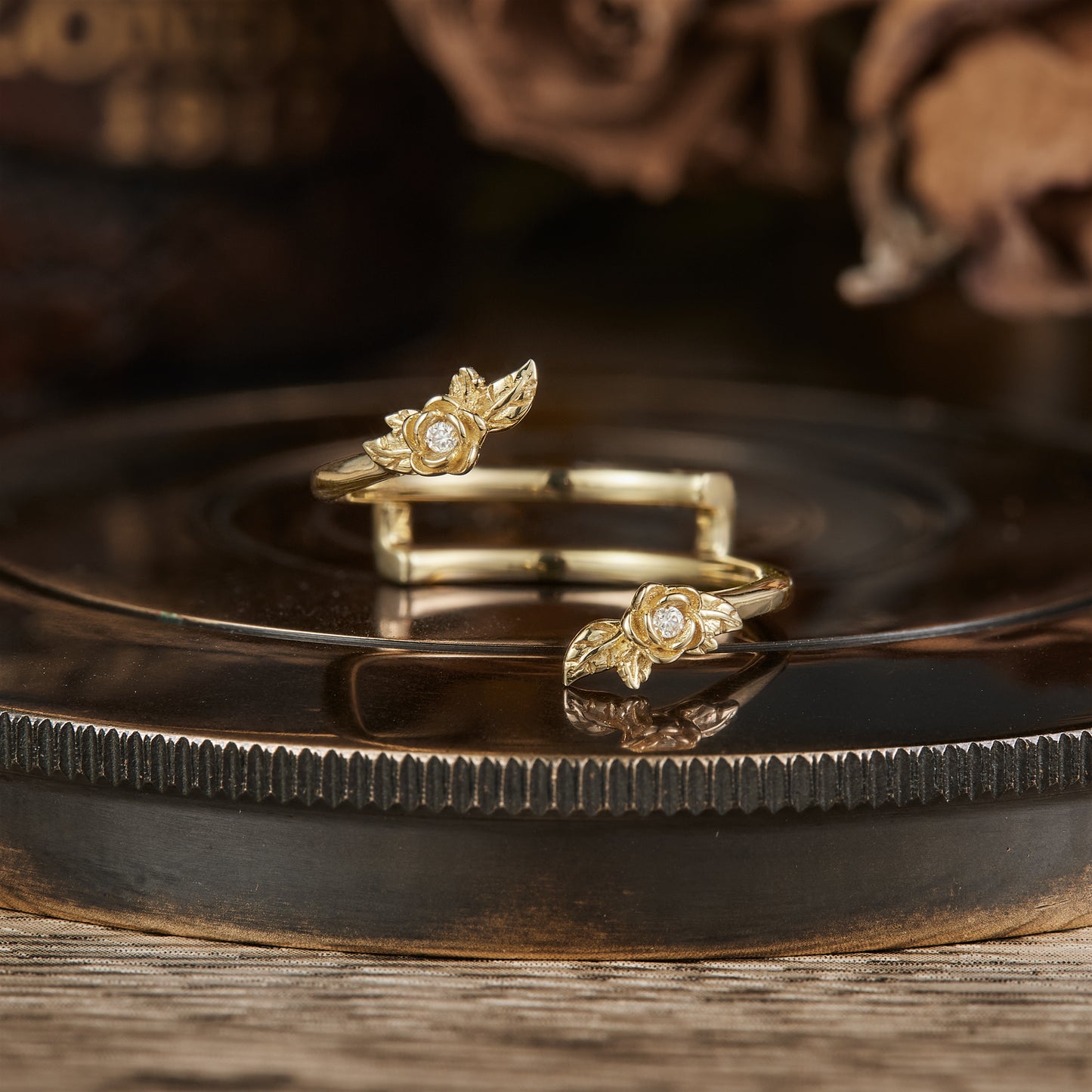 Wedding Rings Adorned with Nature's Floral Elegance