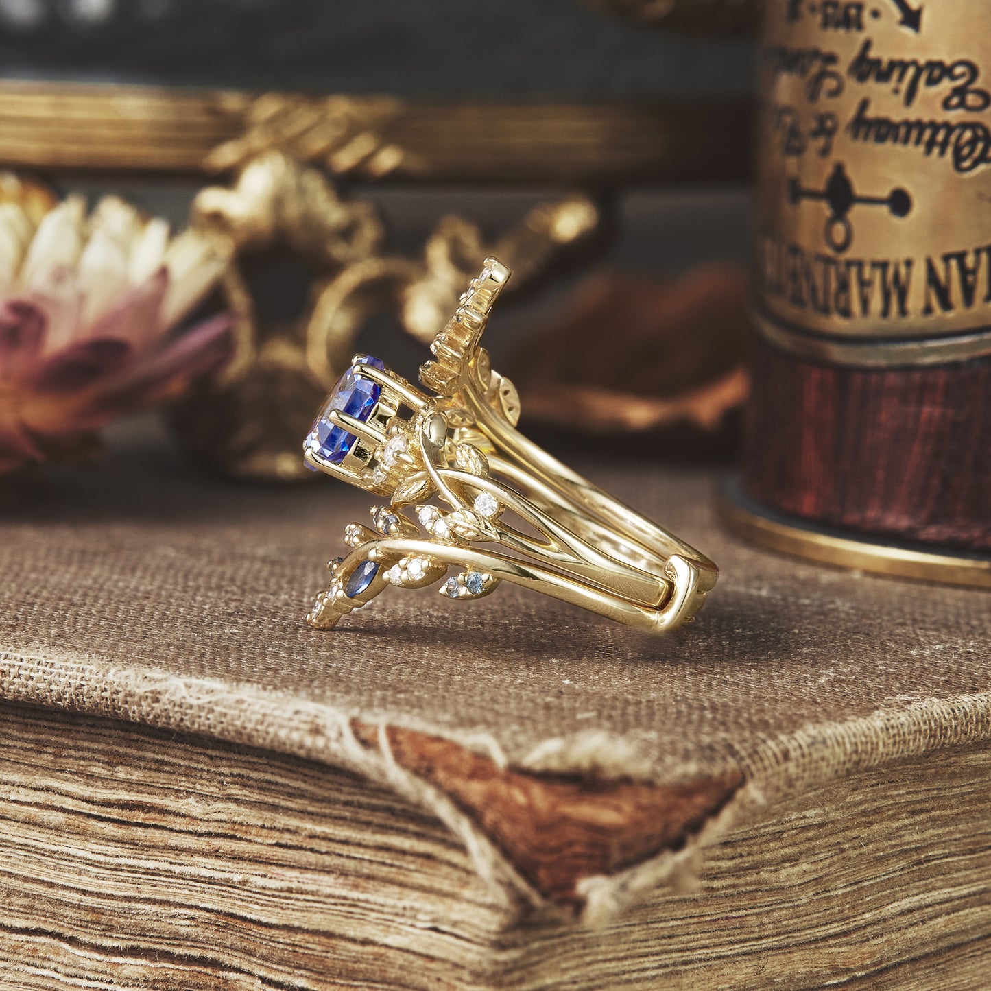 Hexagon Sapphire Vine Ring Set | Clio