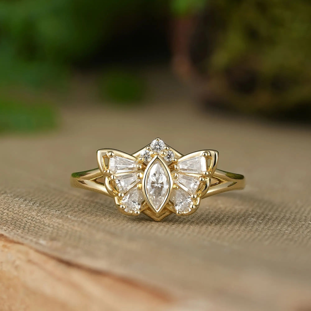 Moissanite Butterfly Inspired Engagement Ring Unique Animal Inspired Ring - Vanessa | GemsMagic