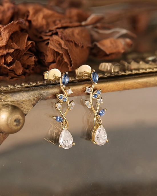 Aphrodite Mythical Sapphire and Moissanite Earrings