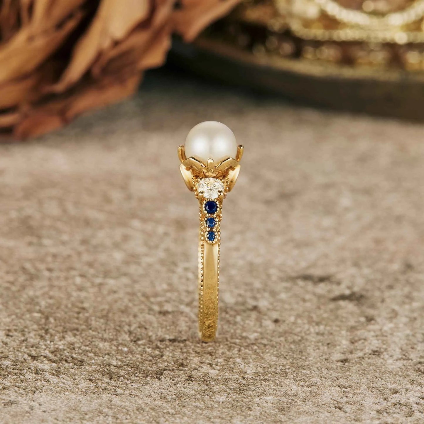 Akoya Pearl Peekaboo Promise Ring - GemsMagic - GemsMagic