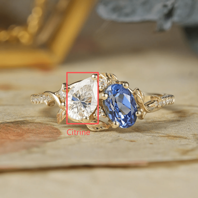 Custom Blue Sapphire and Citrine Two - Stone Engagement Ring For Patricia Stafford - GemsMagic