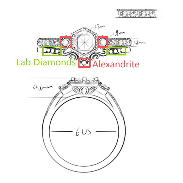 Custom Bridal Ring Set For Katie Bengtson - GemsMagic