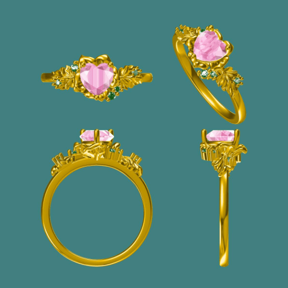 Custom Installment Heart Cut Pink Padparadscha Sapphire Engagement Ring For Saw Joe - GemsMagic