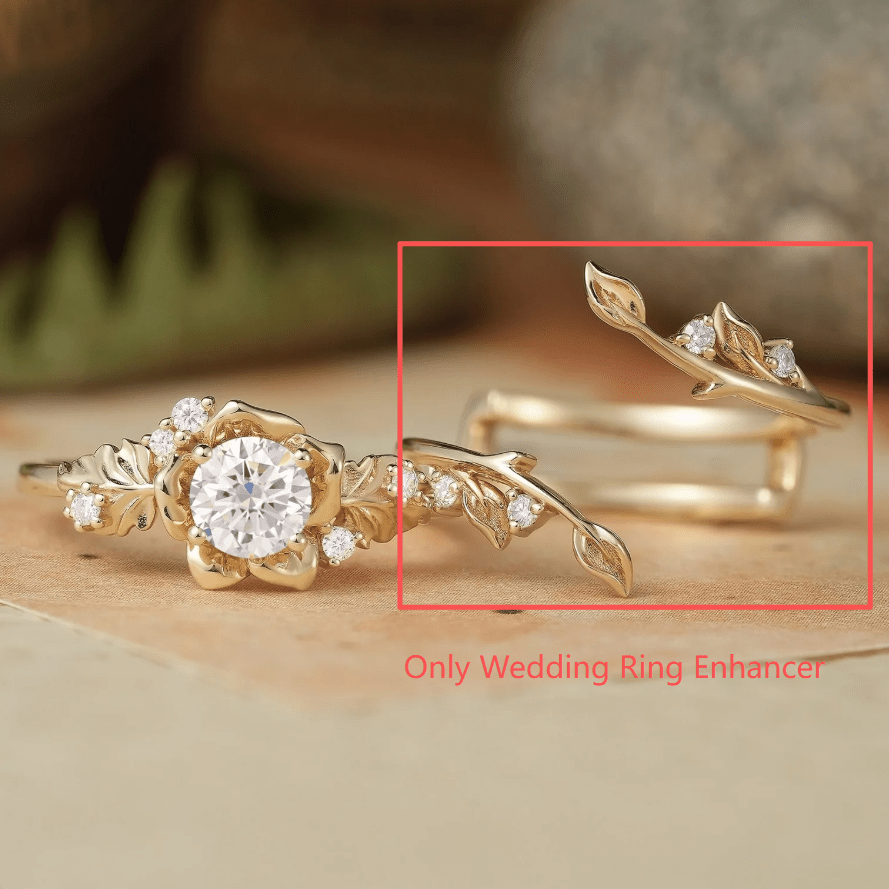 Custom Natural Diamond Leaf Inspired Ring Enhancer For Sabrine Boussoffara - GemsMagic
