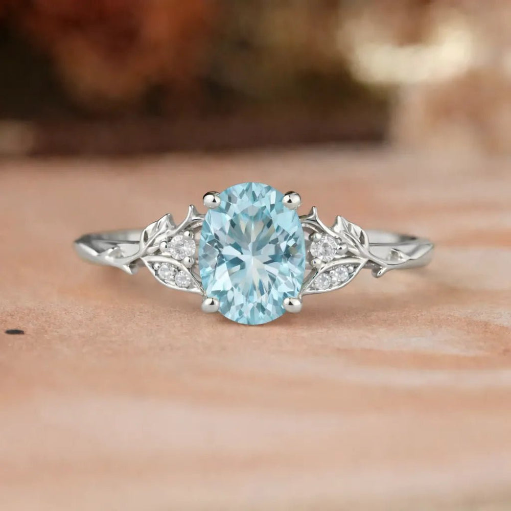 Custom Oval Cut Aquamarine Engagement Ring For LEMON LORD