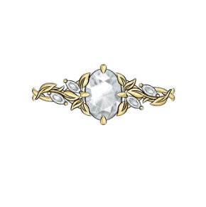 Custom Oval Cut Moissanite Engagement Ring For Aon 1610 - GemsMagic
