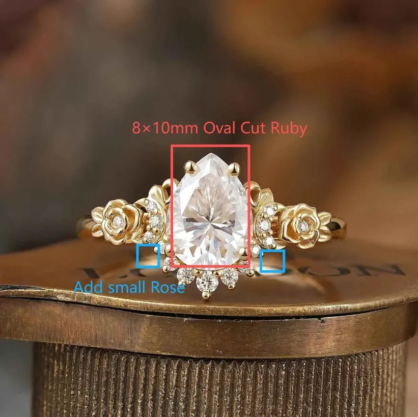 Custom Oval Cut Ruby Engagement Ring For Lisa Mizu - GemsMagic