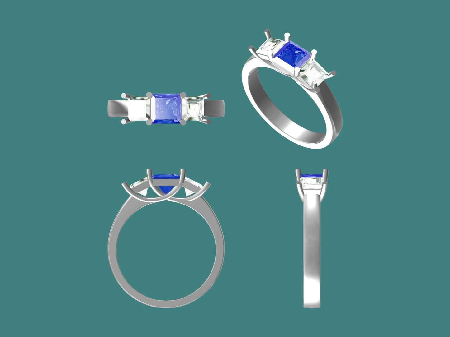 Custom Princess Cut Sapphire And Lab Grown Diamond Engagement Ring For Joya Haskin - GemsMagic