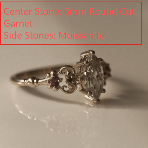 Custom Round Cut Garnet Engagement Ring For Carly Younger - GemsMagic