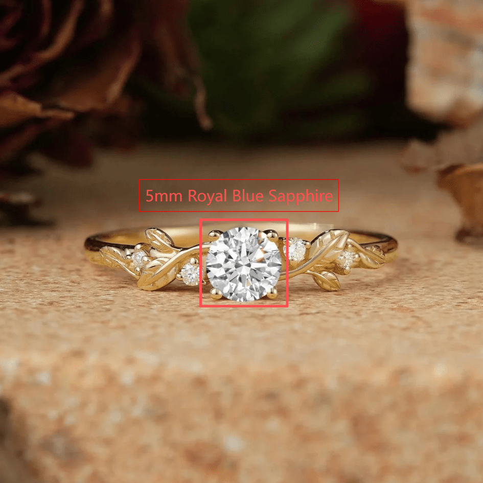 Custom Round Cut Royal Blue Sapphire Engagement Ring For Francisco - GemsMagic
