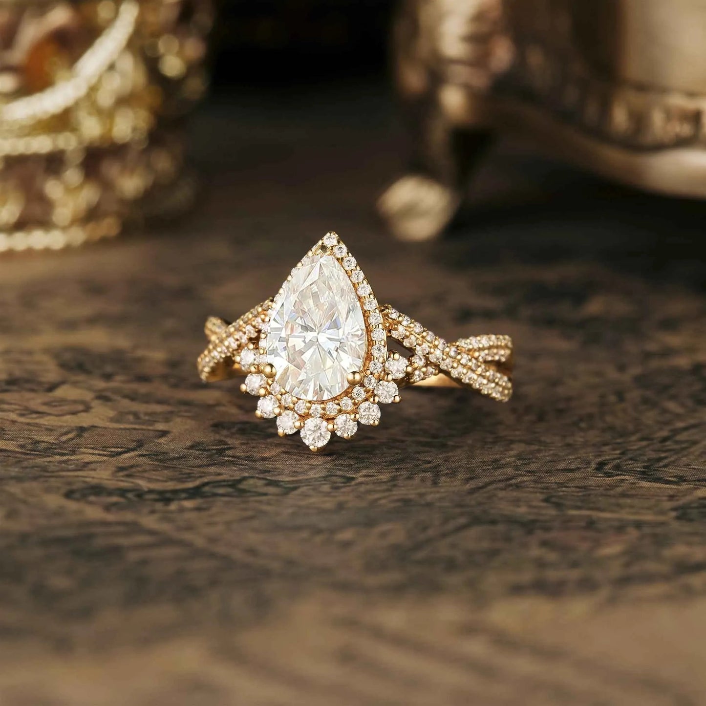 Gorgeous Pear Cut Moissanite Engagement Ring - GemsMagic - GemsMagic