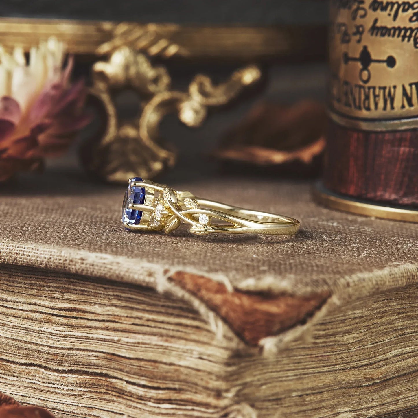 Hexagon Sapphire Vine Ring | Claire - GemsMagic