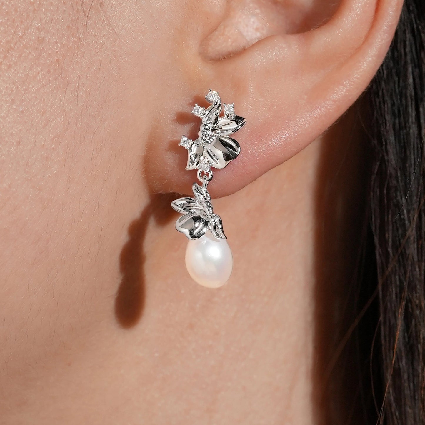 Irregular Cut Freshwater Pearl Flower - Inspired Earrings - Debra - GemsMagic