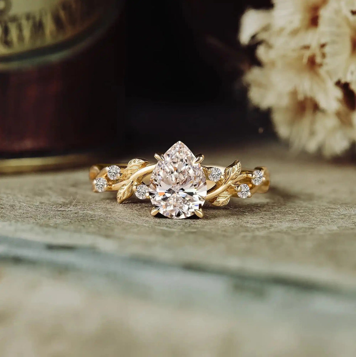 Lab Grown Diamond Leaf Engagement Ring - Caroline | GemsMagic - GemsMagic