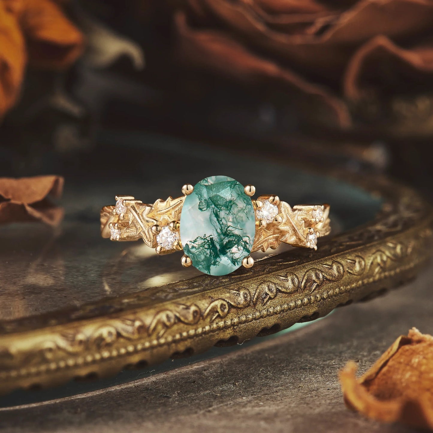 Maple Leaf Design Inspired Engagement Ring - Ariel - GemsMagic