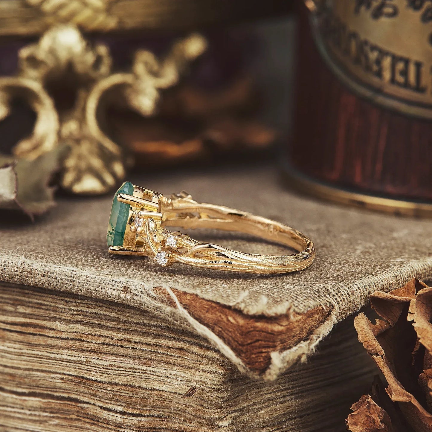 Maple Leaf Design Inspired Engagement Ring - Ariel - GemsMagic