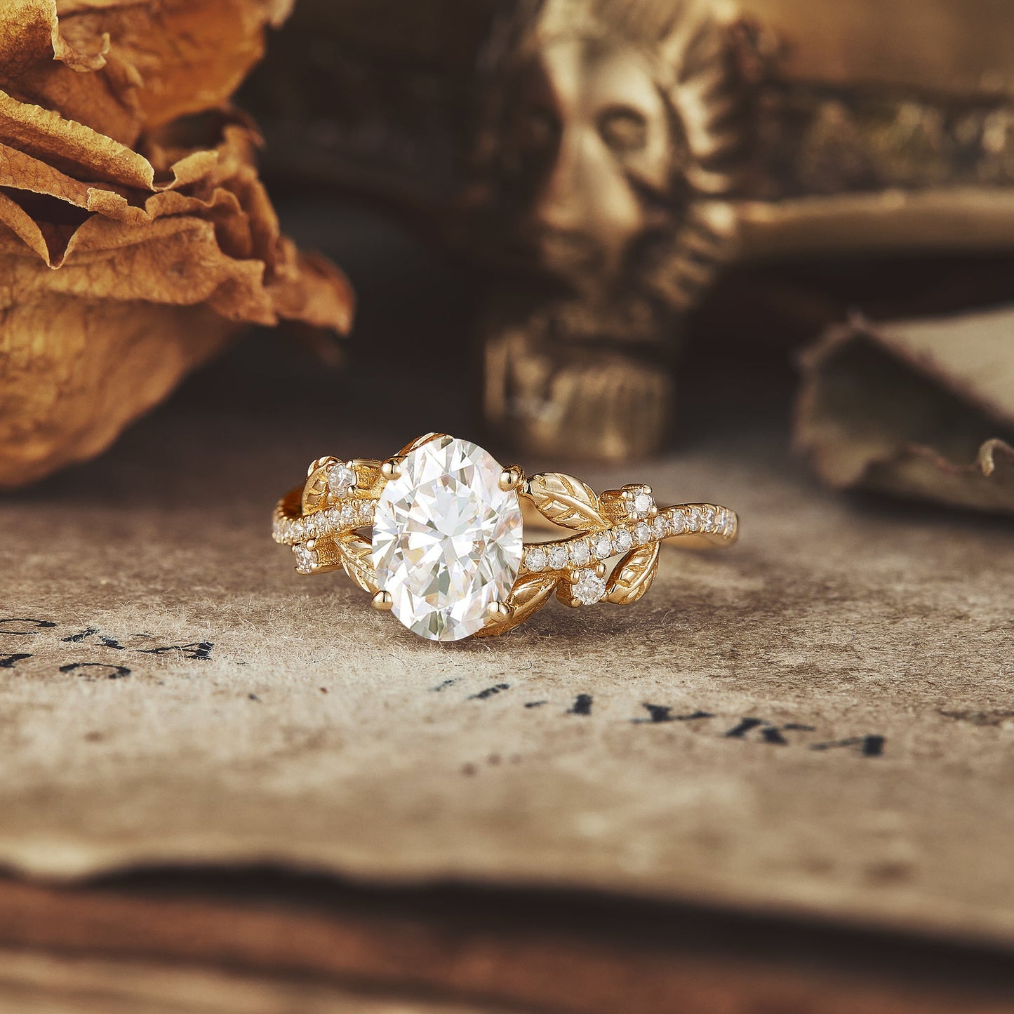 Moissanite Band Oval Cut Engagement Ring - Hannah - GemsMagic