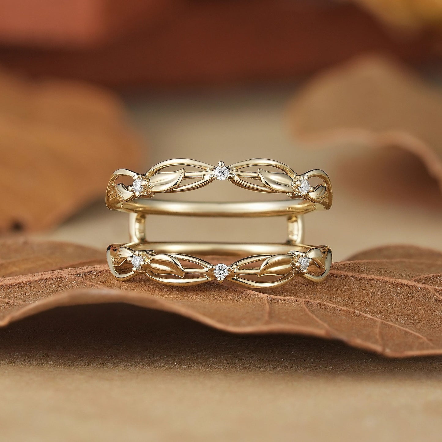Nature Garden Inspired Moissanite Enhancer Ring - Beatrix - GemsMagic
