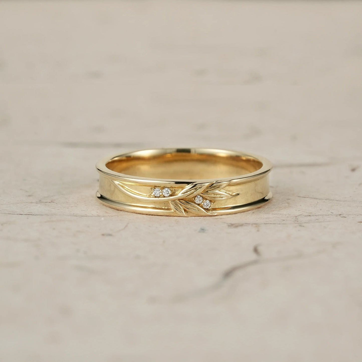 Nature - Inspired Men's Band with Moissanite - Bennett - GemsMagic