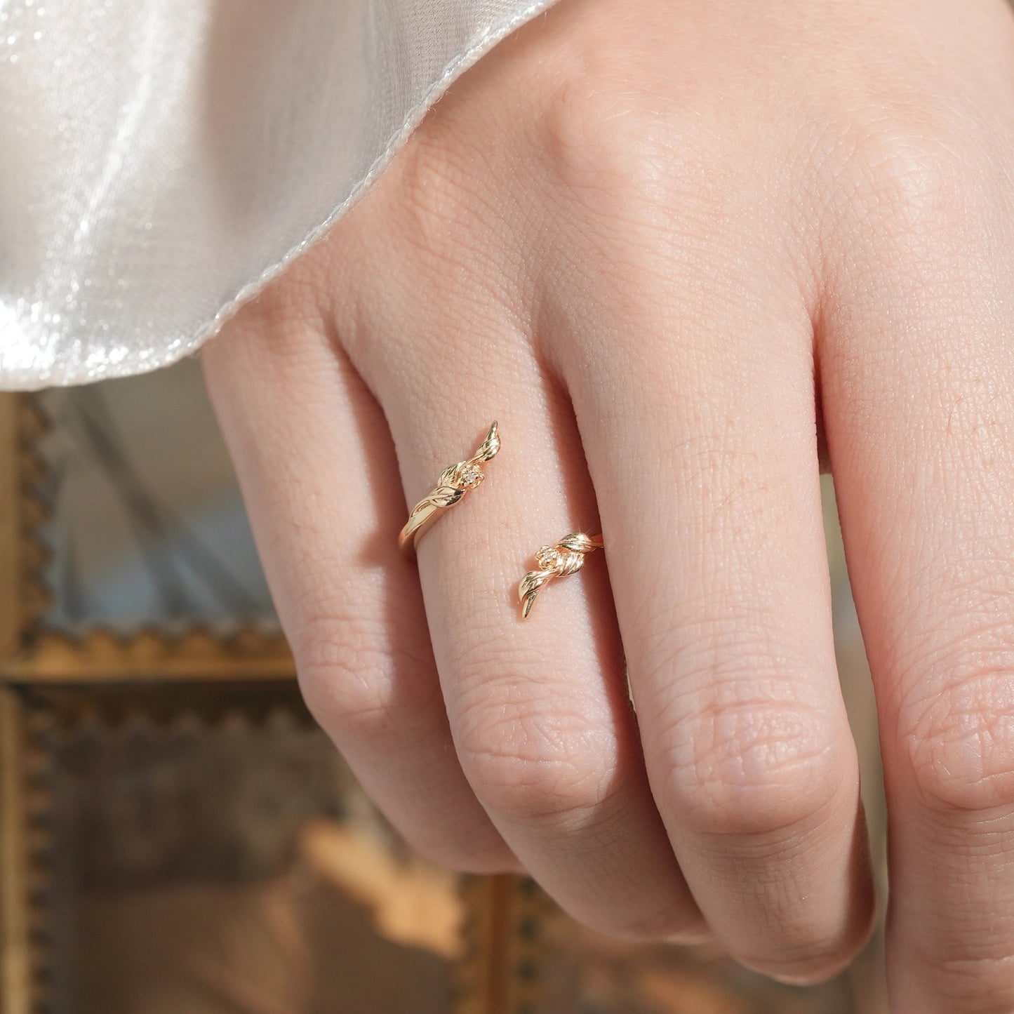 Nature Inspired Vine Floral Moissanite Enhancer Wedding Band - Chloe - GemsMagic