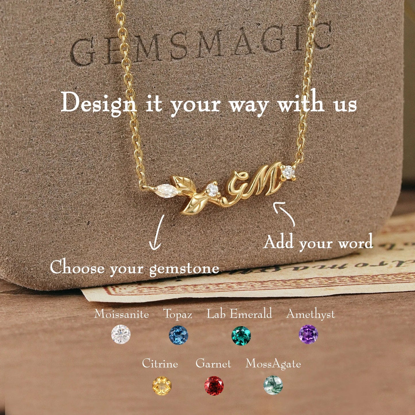 Nature’s Embrace: Custom Initial Necklace - GemsMagic