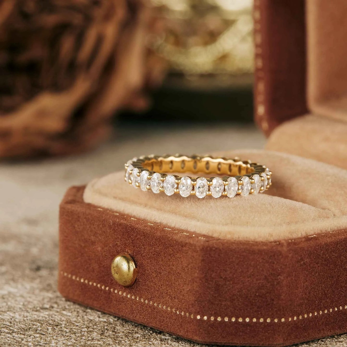Oval Moissanite Eternity Wedding Band - GemsMagic - GemsMagic