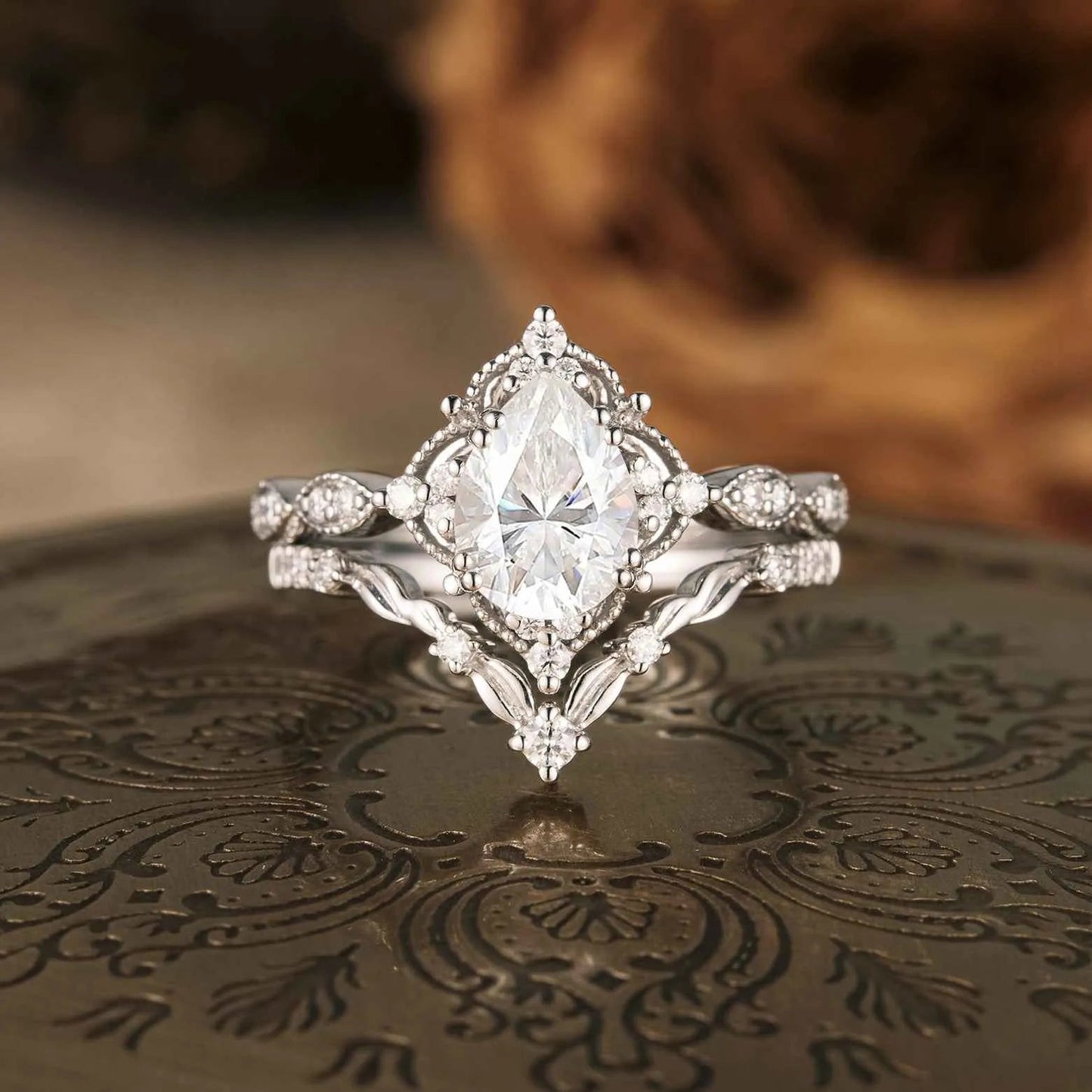 Pear Vintage Ring Set 2pcs - GemsMagic - GemsMagic