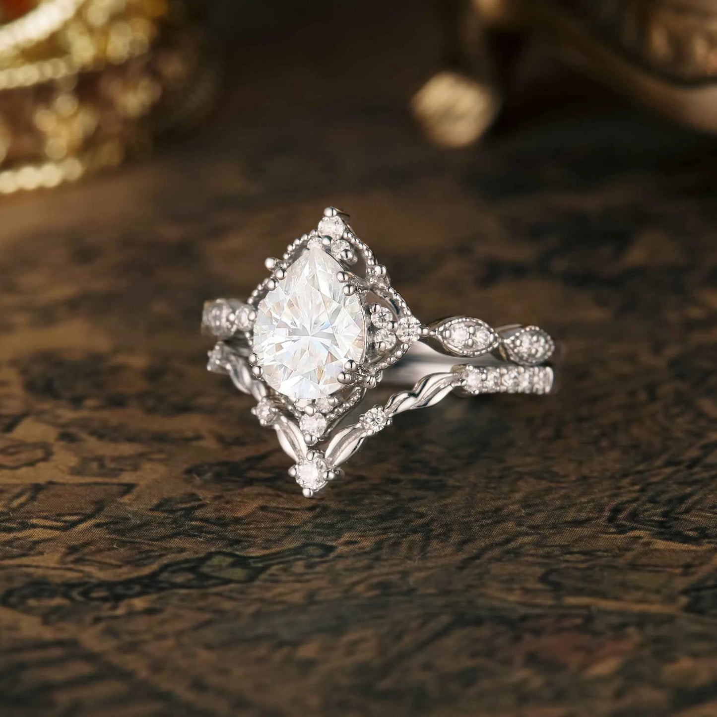 Pear Vintage Ring Set 2pcs - GemsMagic - GemsMagic