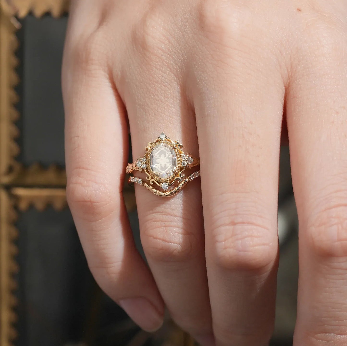 Portrait Cut Moissanite Ring Set 2pcs - Remy - GemsMagic - GemsMagic