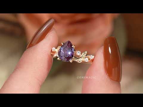 Pear Cut Alexandrite Nature Inspired Engagement Ring