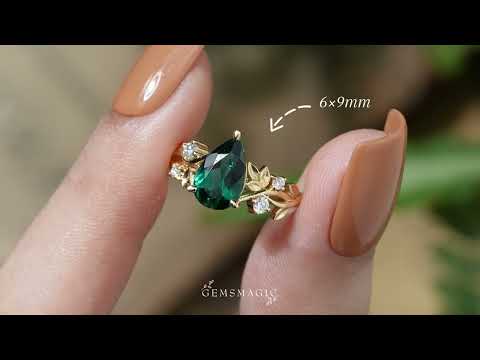 Jade Plant Inspired Engagement Ring - GemsMagic