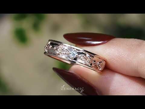 Leaf Inspired Men's Ring with Moissanite - Leif