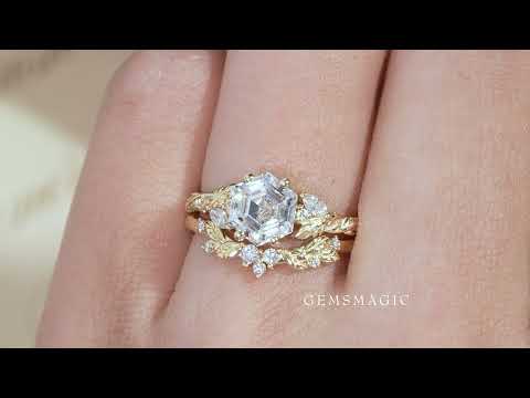 Hexagon Moissanite Engagement Ring Set - Skylar