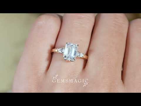 3-stone Moissanite Engagement Ring-Saskia